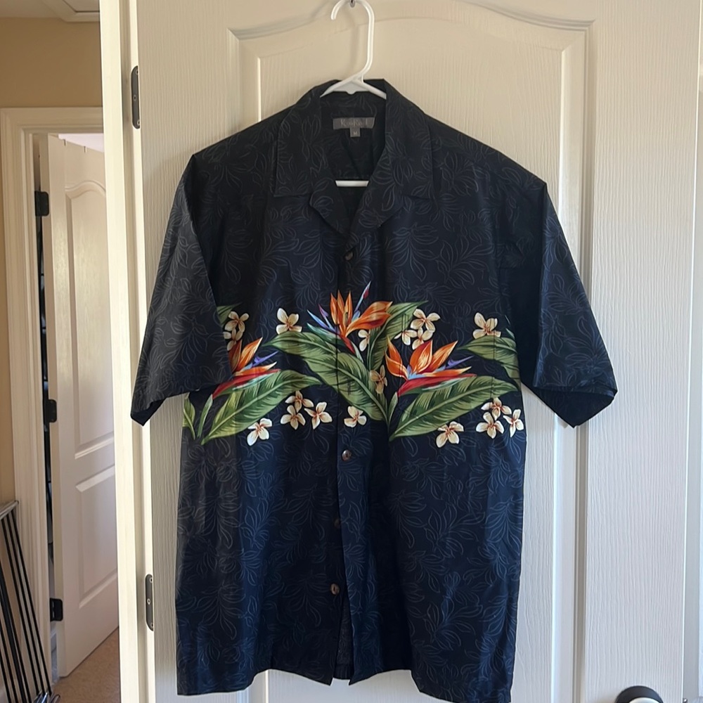 KoaRoad Men's Hawaiian Shirt. Blk. Size M